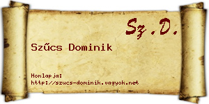 Szűcs Dominik névjegykártya